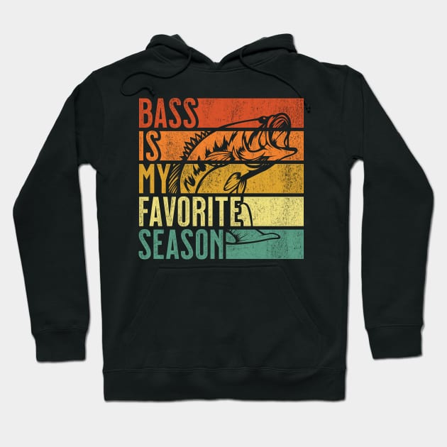 Distressed Vintage Bass Fishing Is My Favorite Season Gift Hoodie by grendelfly73